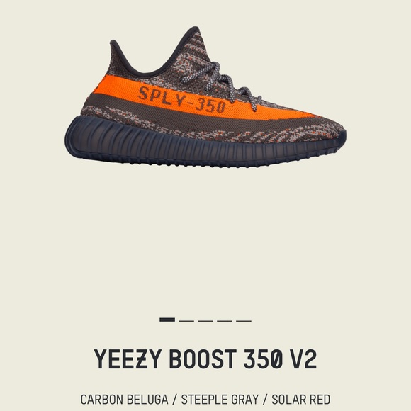 YEEZY BOOST 350 V2CARBON BELUGA STEEPLE GRAY SOLAR RED